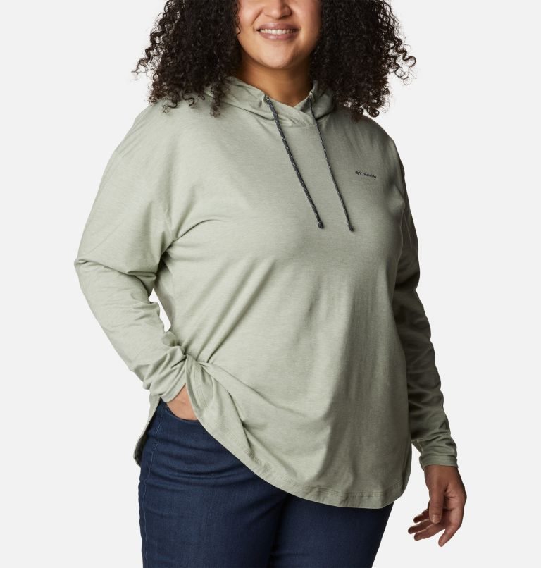 Women's Columbia Sun Trek Pullover Hoodie Olive | Plus Size CA-A8035